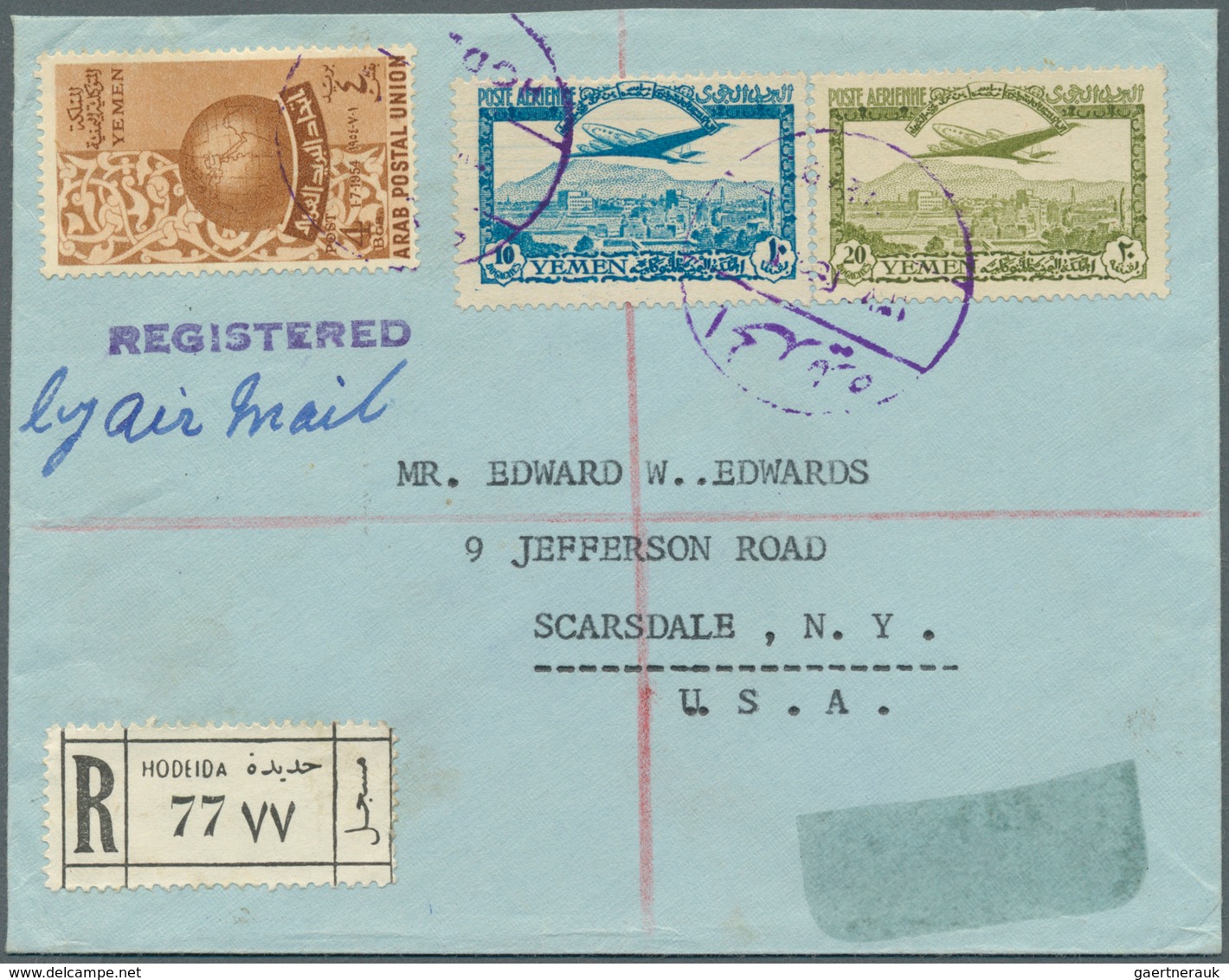 23031 Jemen: 1953/1958, Lot Of 21 Covers Mainly To Destinations Abroad (Lebanon, USA, Jordan) Incl. Regist - Yémen