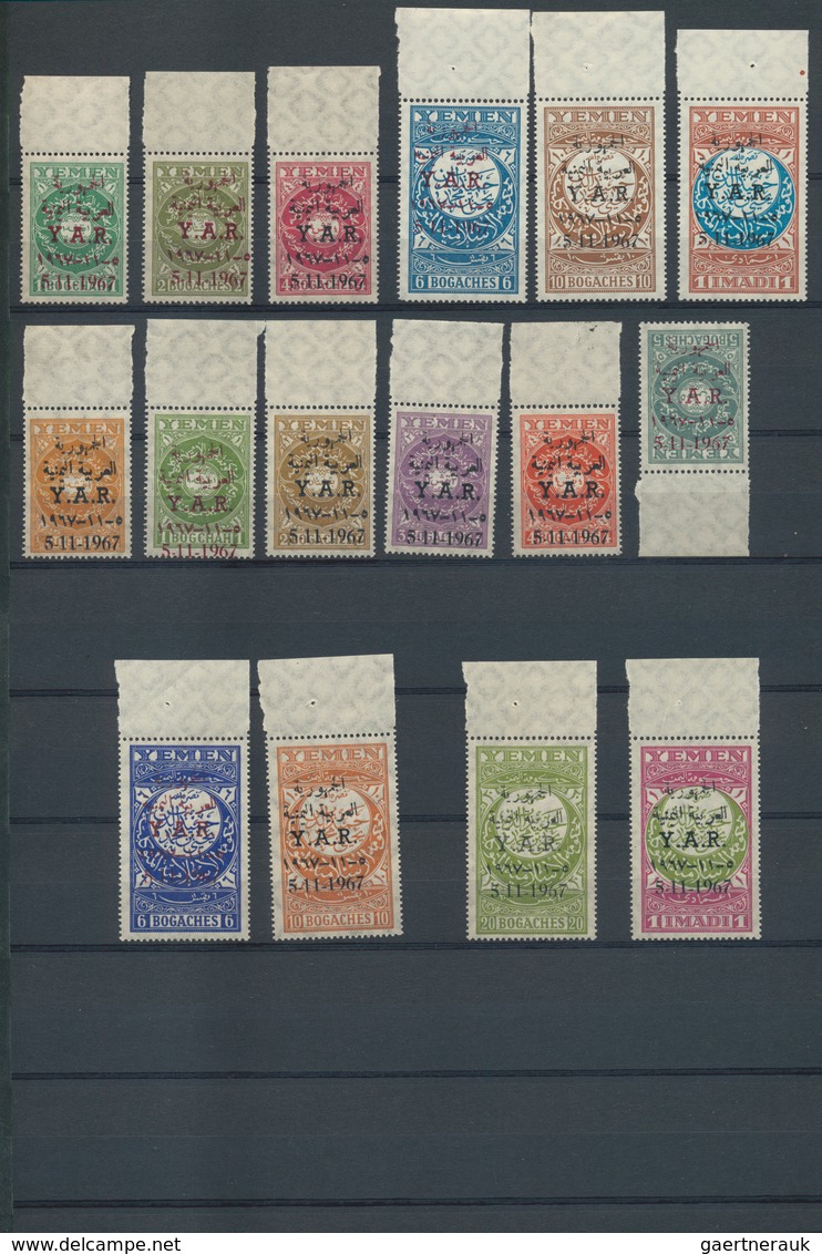 23044 Jemen: 1962/1968, U/m Collection In A Stockbook, Incl. Overprints, Imperf. Issues, Blocks Of Four, S - Yémen