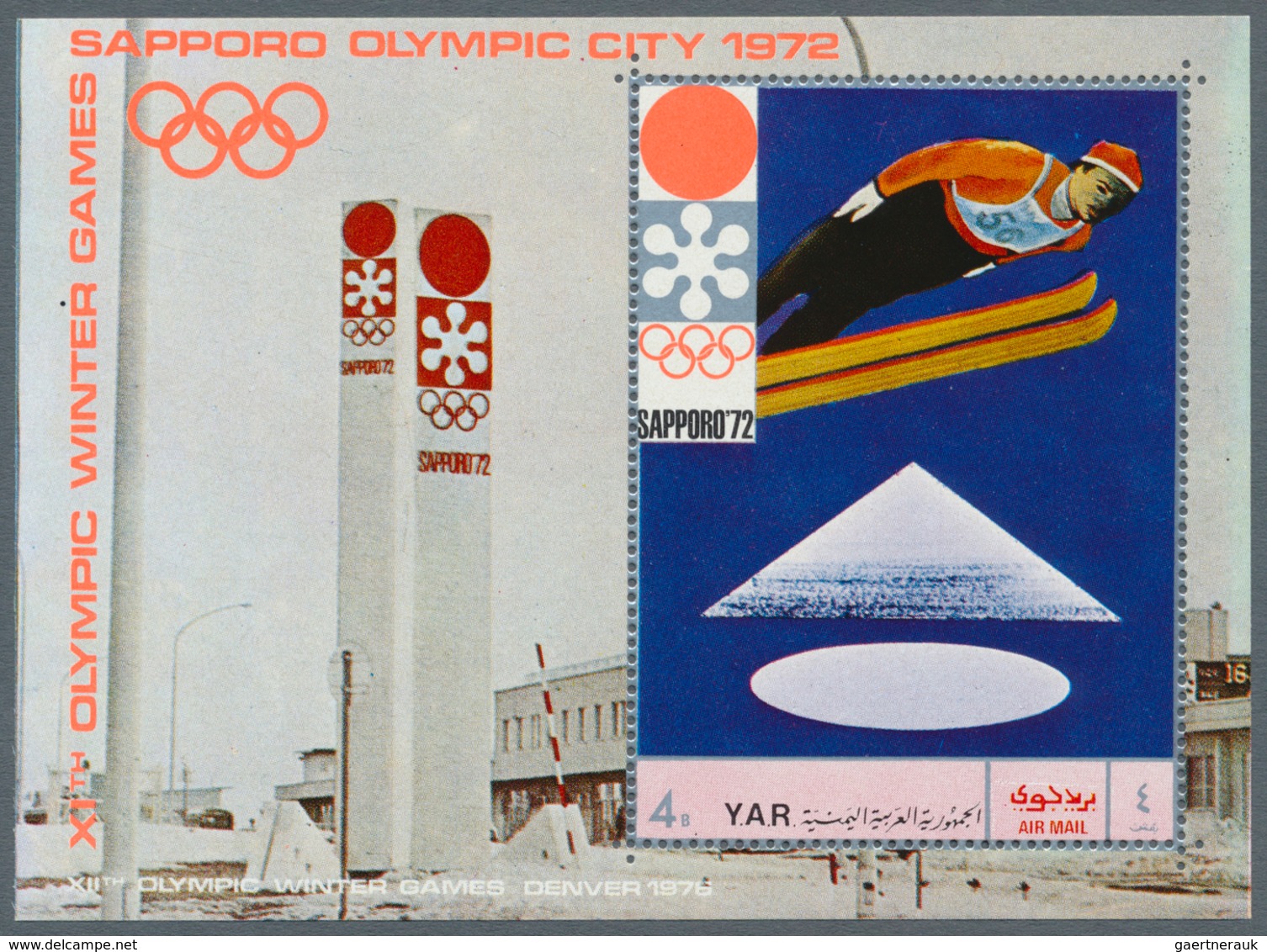 23077 Jemen: 1970, Winter Olympics 1972 Sapporo Perf. Miniature Sheet 4b. 'ski Jumping' And Imperf. Miniat - Yémen
