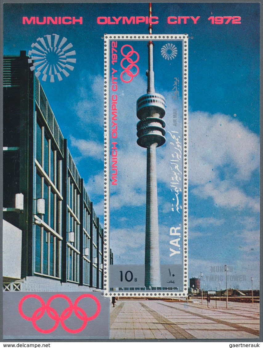23080 Jemen: 1970, Olympic City Of Munich (Famous Sights) Perf. Miniature Sheet 10b. 'Television Tower' In - Yémen