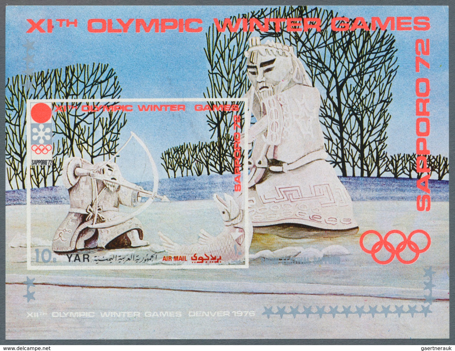 23087 Jemen: 1971, Winter Olympics 1972 Sapporo (paintings And Sculptures) Perf. Miniature Sheet 10b. 'ice - Yémen