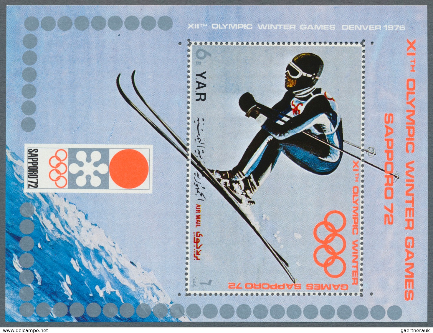 23088 Jemen: 1971, Winter Olympics 1972 Sapporo Perf. Miniature Sheet 6b. 'downhill Skiing' And Imperf. Mi - Yémen