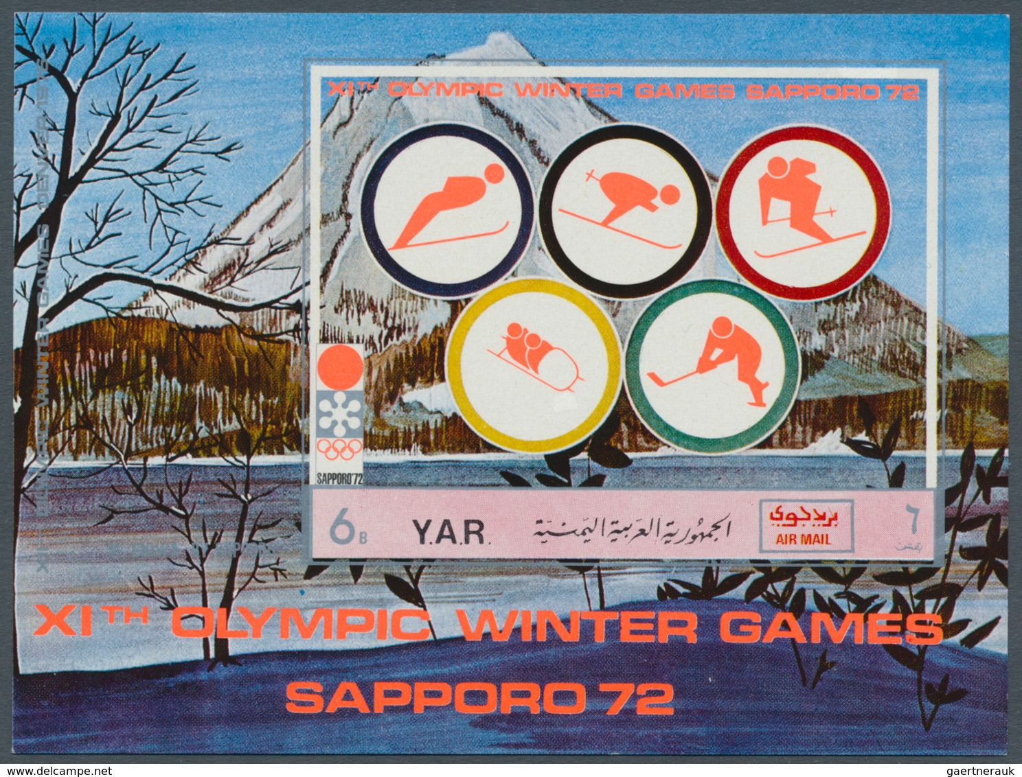 23088 Jemen: 1971, Winter Olympics 1972 Sapporo Perf. Miniature Sheet 6b. 'downhill Skiing' And Imperf. Mi - Yémen