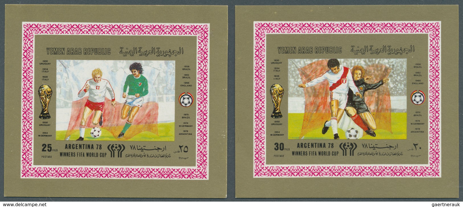 23119 Jemen: 1980, WINNERS Of Football World Championship Argentina Set Of Eight Different Imperforate Spe - Yémen