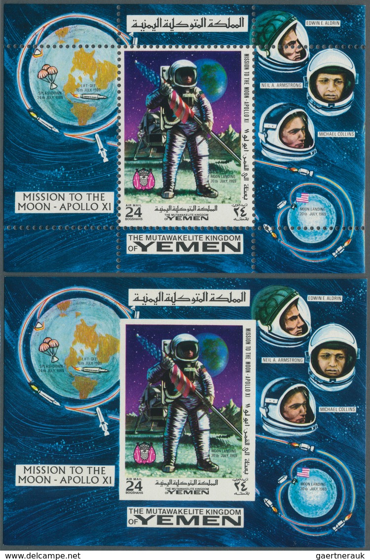 23222 Jemen - Königreich: 1969, First Manned Moon Landing Apollo XI Miniature Sheet 24b. 'astronaut With F - Yémen