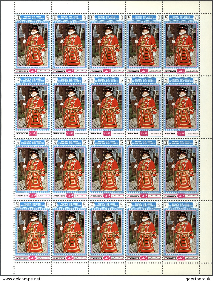 23248 Jemen - Königreich: 1970, PHILYMPIA London, Both Issues Perf. And Imperf., 40 Complete Sets Each Wit - Yémen