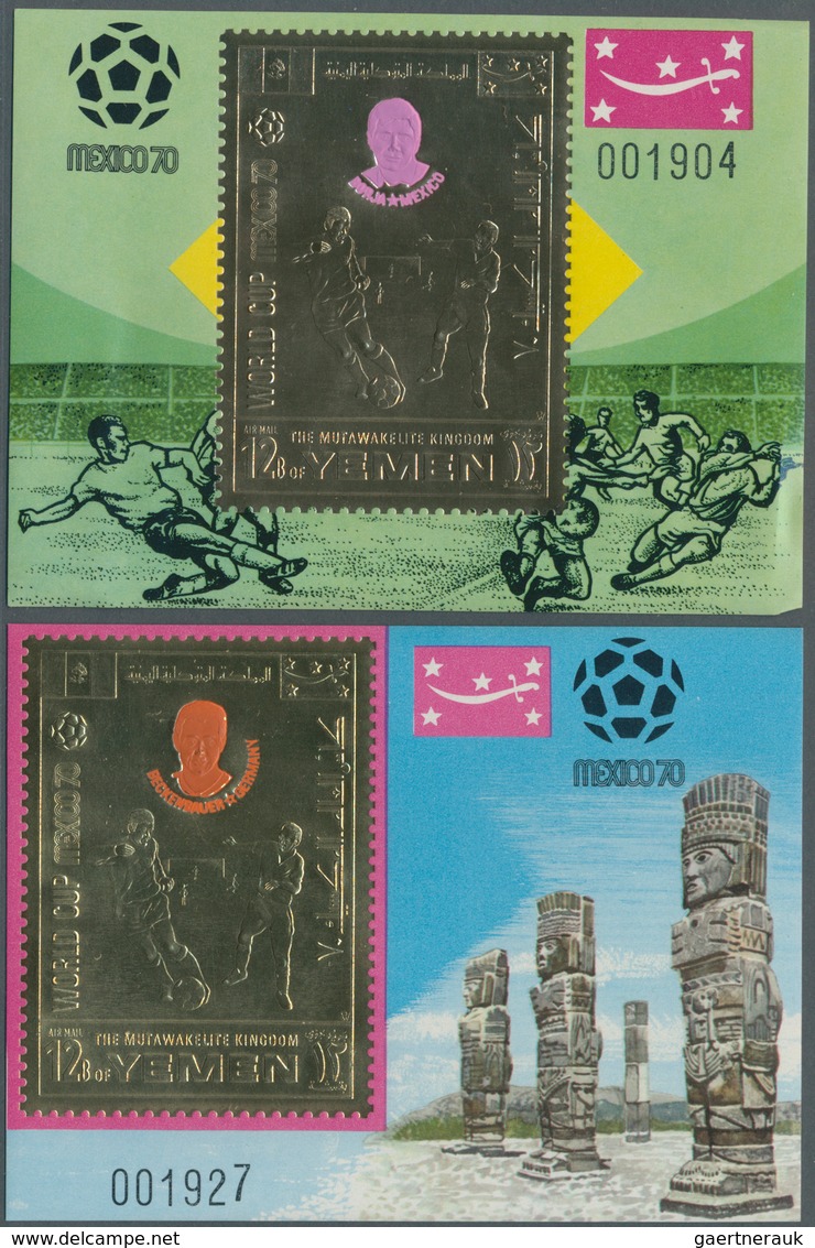 23260 Jemen - Königreich: 1970, Football World Championship Mexico Imperf. Miniature Sheets 12b. Football - Yémen