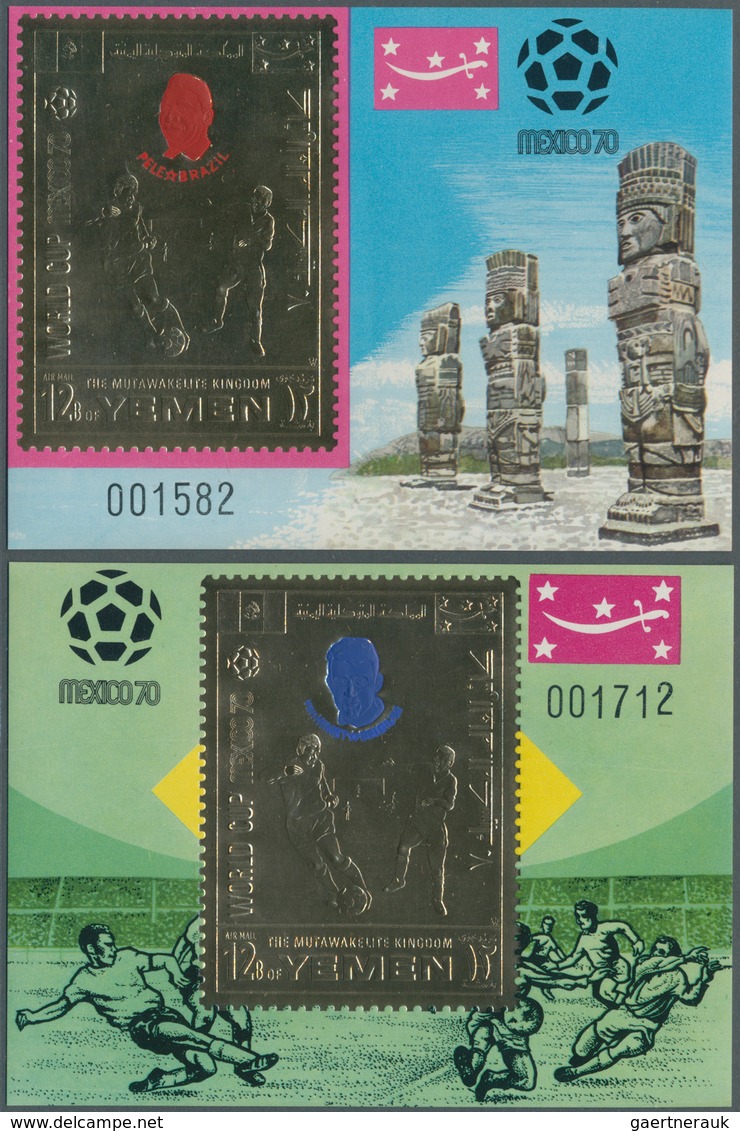 23260 Jemen - Königreich: 1970, Football World Championship Mexico Imperf. Miniature Sheets 12b. Football - Yémen