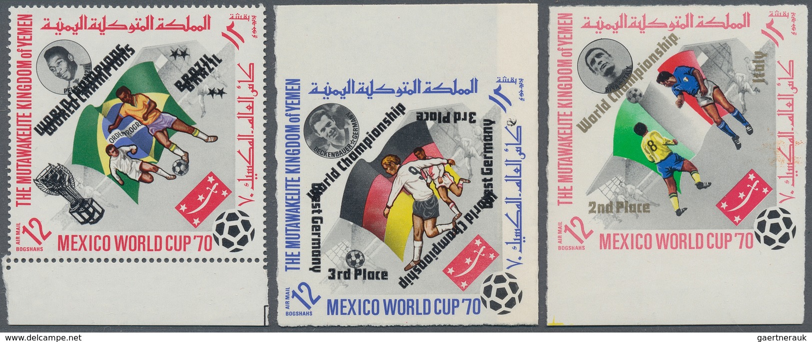 23263 Jemen - Königreich: 1970, Winners Of The Football World Championship Mexico Duplicates Of The Perf. - Yémen