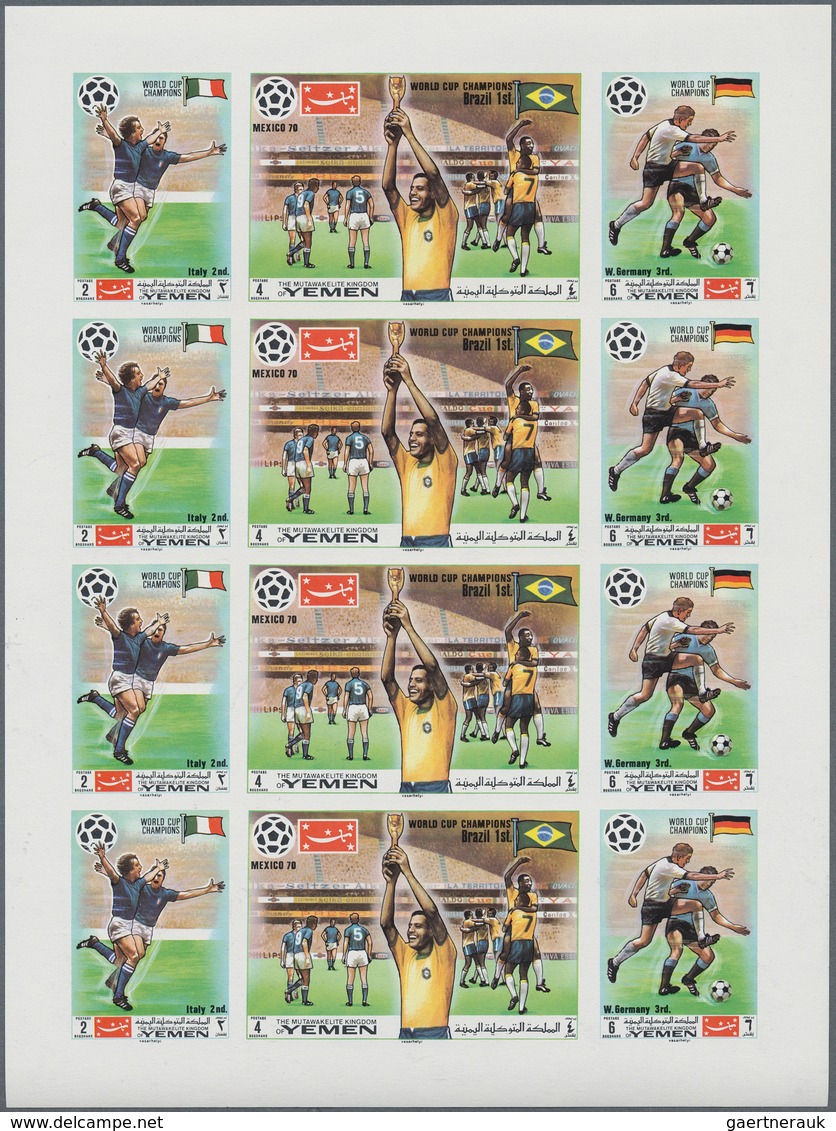 23264 Jemen - Königreich: 1970, Winners Of The Football World Championship Mexico Se-tenant Set Of Three I - Yémen