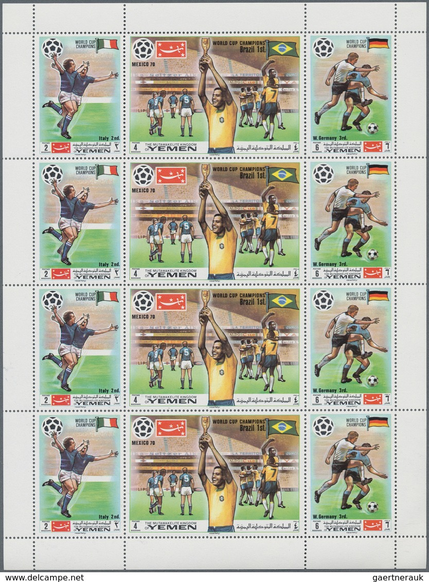 23265 Jemen - Königreich: 1970, Winners Of The Football World Championship Mexico Se-tenant Set Of Three I - Yémen