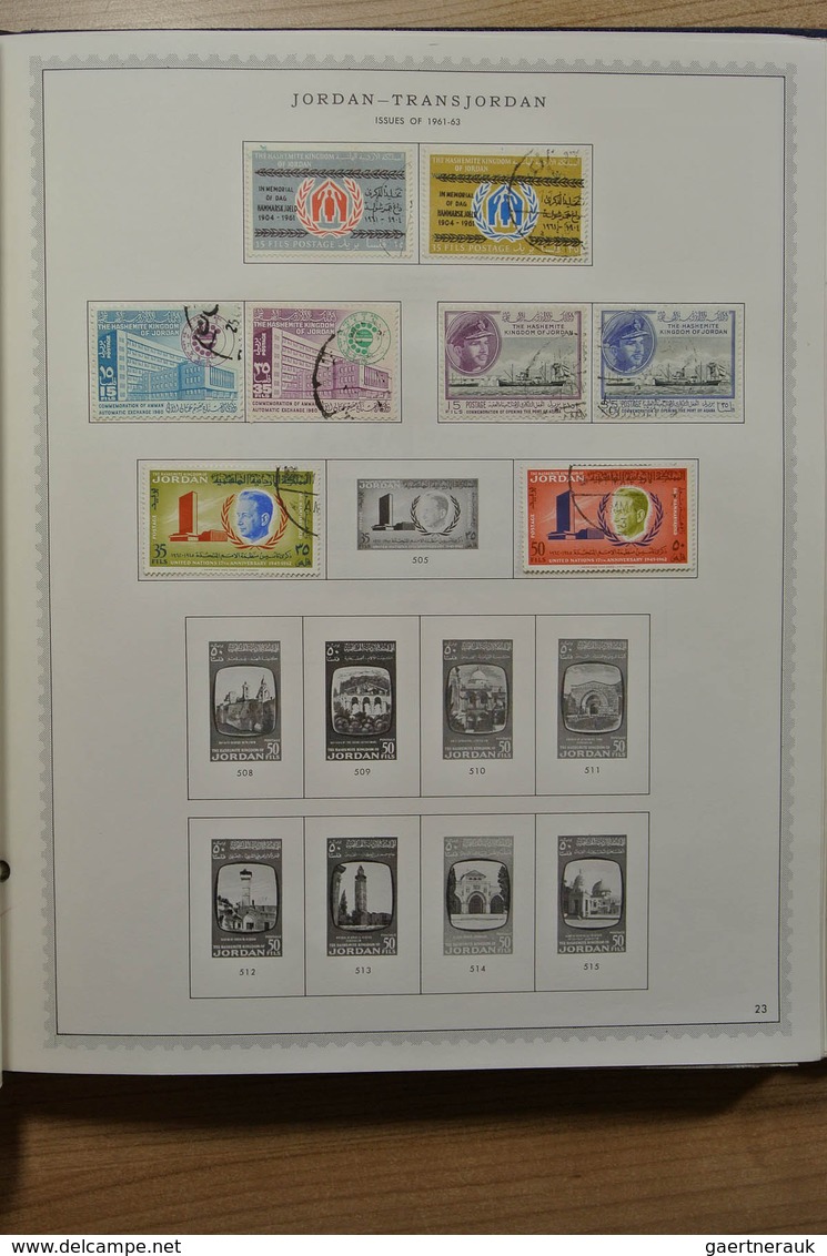 23273 Jordanien: 1920-1984. Nicely filled, used collection Jordan 1920-1984 in Minkus album. Also a small