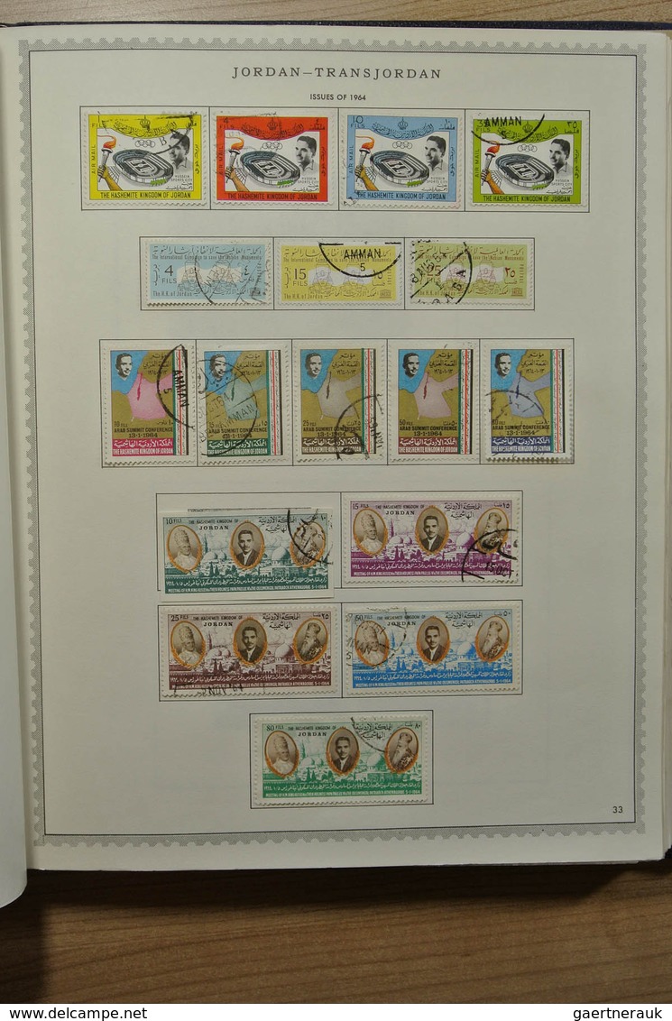 23273 Jordanien: 1920-1984. Nicely filled, used collection Jordan 1920-1984 in Minkus album. Also a small