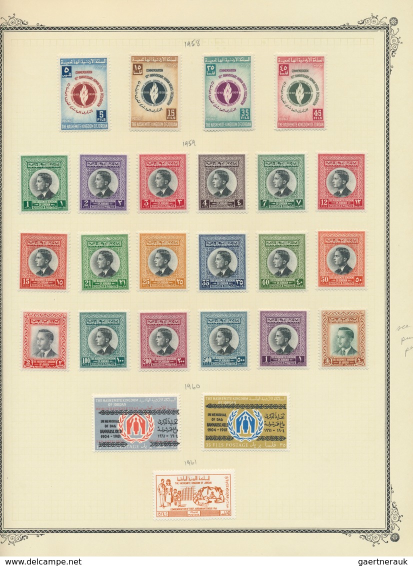 23275 Jordanien: 1920/1965, Mainly Mint Collection On Album Pages, Comprising Better Sets And Airmails, So - Jordanie