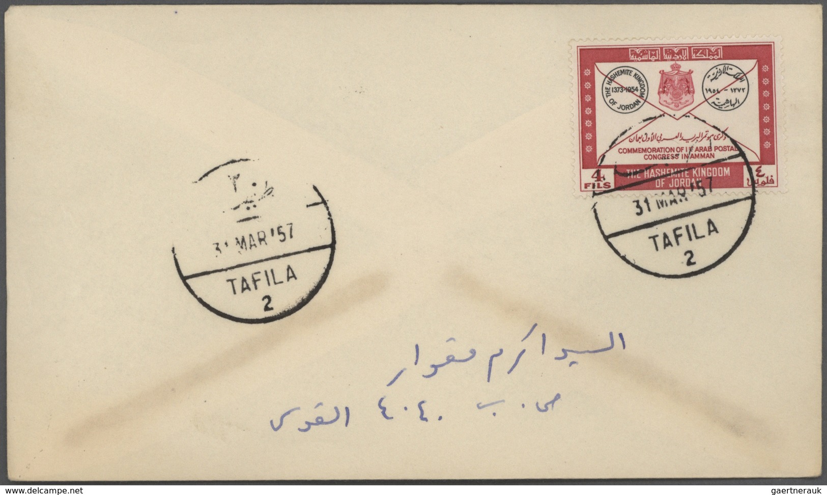 23280 Jordanien: 1925-80, Box containing "Transjordan Cancellations Collection" on 1470 covers, many small