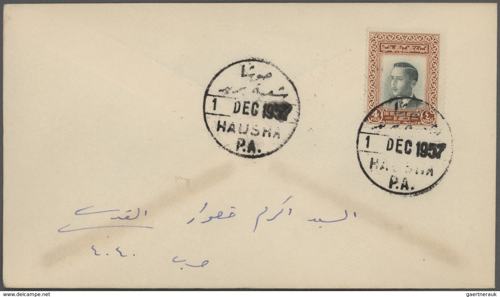 23280 Jordanien: 1925-80, Box containing "Transjordan Cancellations Collection" on 1470 covers, many small