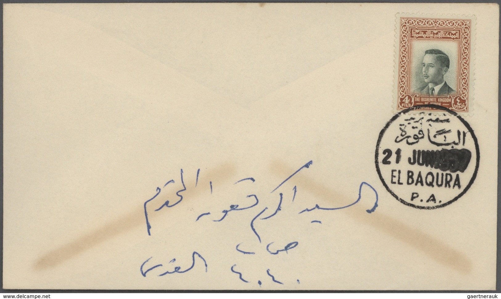 23280 Jordanien: 1925-80, Box containing "Transjordan Cancellations Collection" on 1470 covers, many small