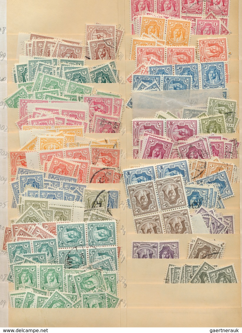 23286 Jordanien: 1925/1955 (ca.), Mint And Used Accumulation On Stocksheets, Incl. Overprints, Postage Due - Jordanie