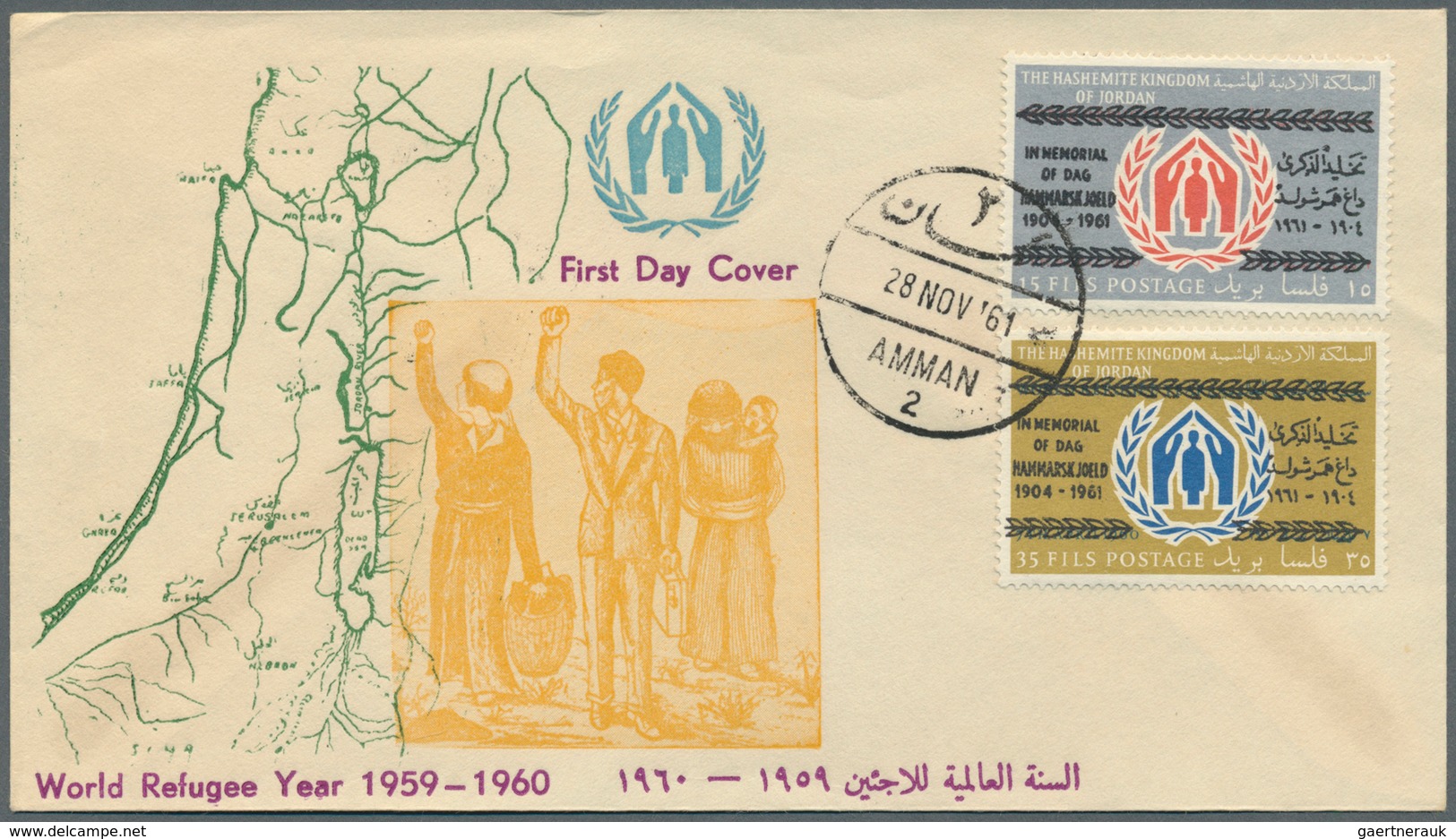 23297 Jordanien: 1950's-60's: Postmarks of many different Jordan P.O.s on more than 3200 covers, mostly us