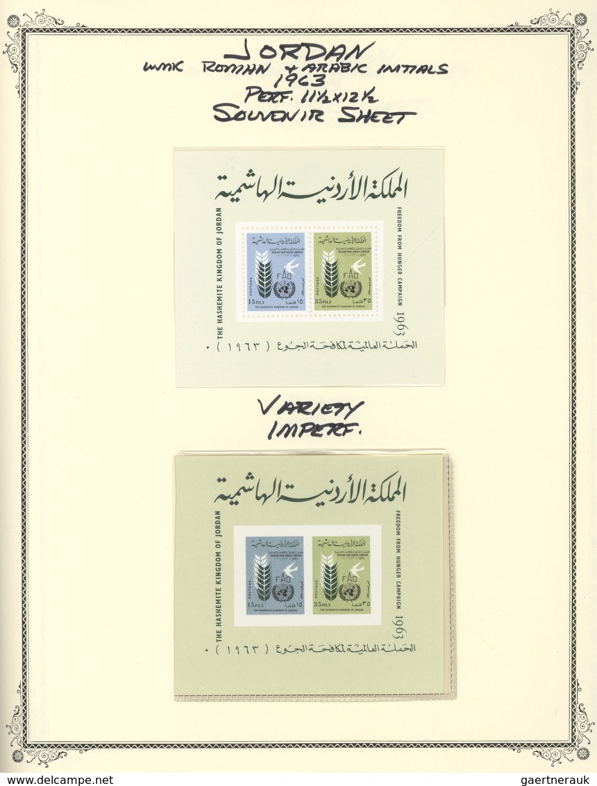 23299 Jordanien: 1952-77, Comprehensive Collection in two Scott Albums including 1953 overprinted issues w