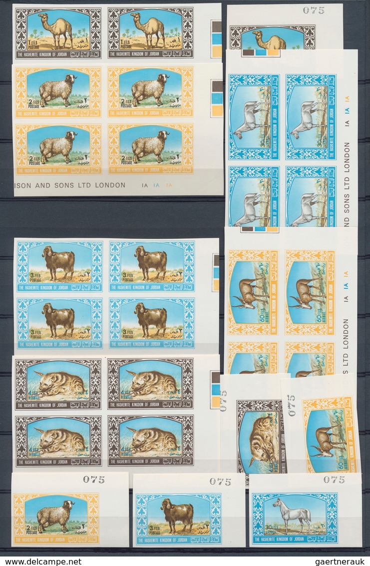 23302 Jordanien: 1960-70, Album Containing Large Stock Of Perf And Imperf Blocks With Thematic Interest, 1 - Jordanie