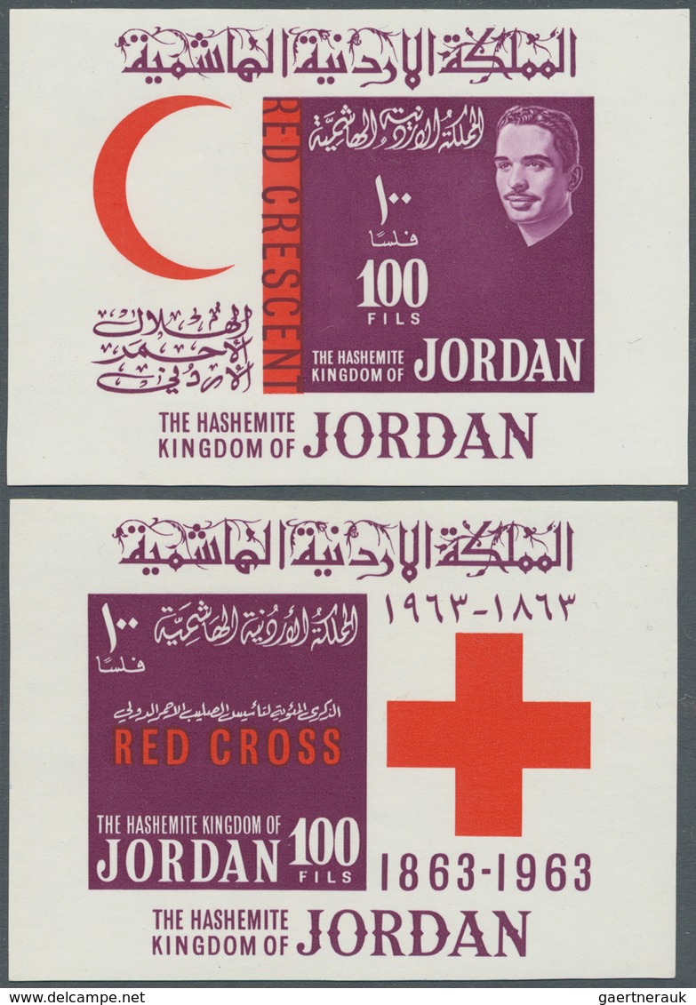 23304 Jordanien: 1962/1996 (ca.), Collection Of The MINIATURE SHEETS In Album Pages Incl. Several Better I - Jordanie
