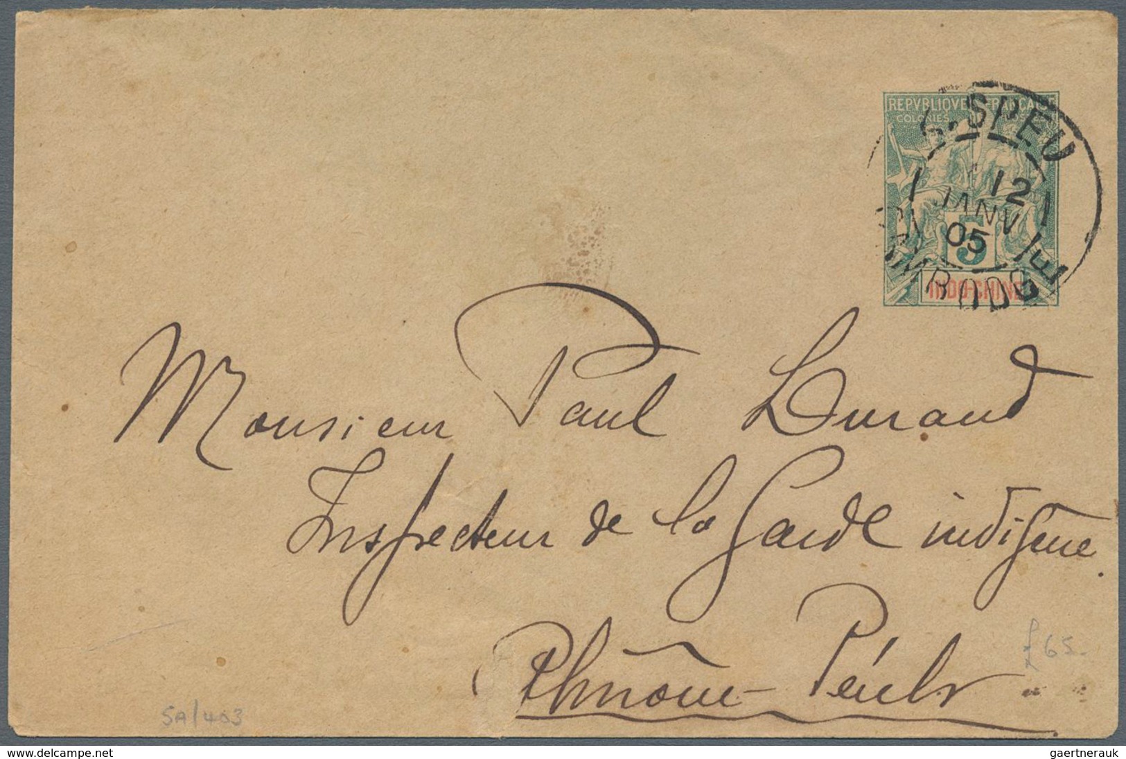 23314 Kambodscha: 1894/1924 (ca.), Postmarks Of Cambodia Used In In French Indochina Period, Ppc (8), Stat - Cambodge
