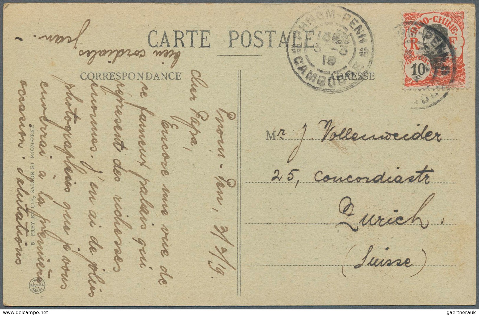 23314 Kambodscha: 1894/1924 (ca.), Postmarks Of Cambodia Used In In French Indochina Period, Ppc (8), Stat - Cambodge