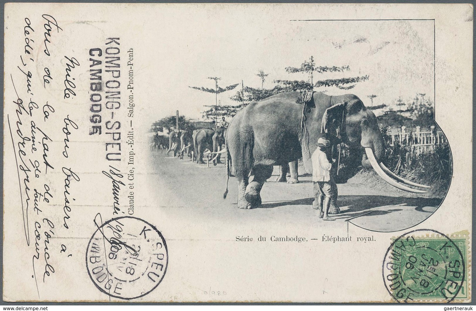 23314 Kambodscha: 1894/1924 (ca.), postmarks of Cambodia used in in French Indochina period, ppc (8), stat