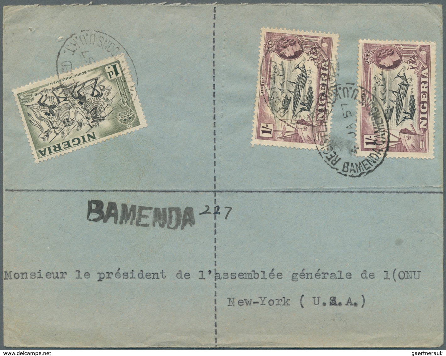 23322 Kamerun - Britisches Treuhandgebiet Westkamerun: 1951/1957, 18 Mostly Registered Airmails Franked Wi - Cameroun (1960-...)