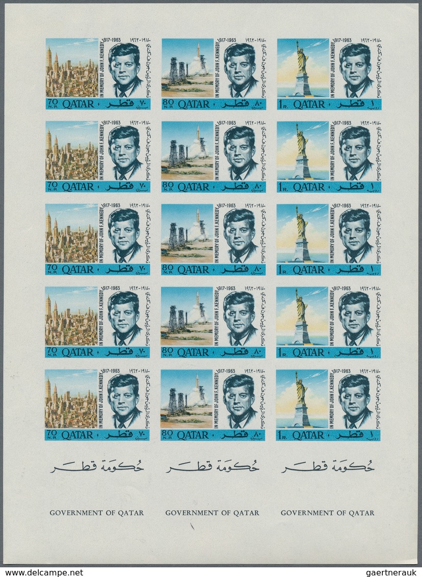 23329 Katar / Qatar: 1964/1966, U/m Assortment Of Units/sheets, Incl. Thematics "Boy Scouts" And "Kennedy" - Qatar