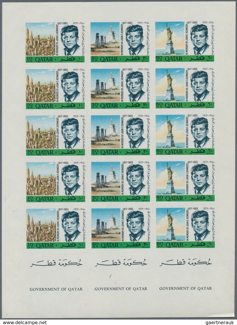 23329 Katar / Qatar: 1964/1966, U/m Assortment Of Units/sheets, Incl. Thematics "Boy Scouts" And "Kennedy" - Qatar