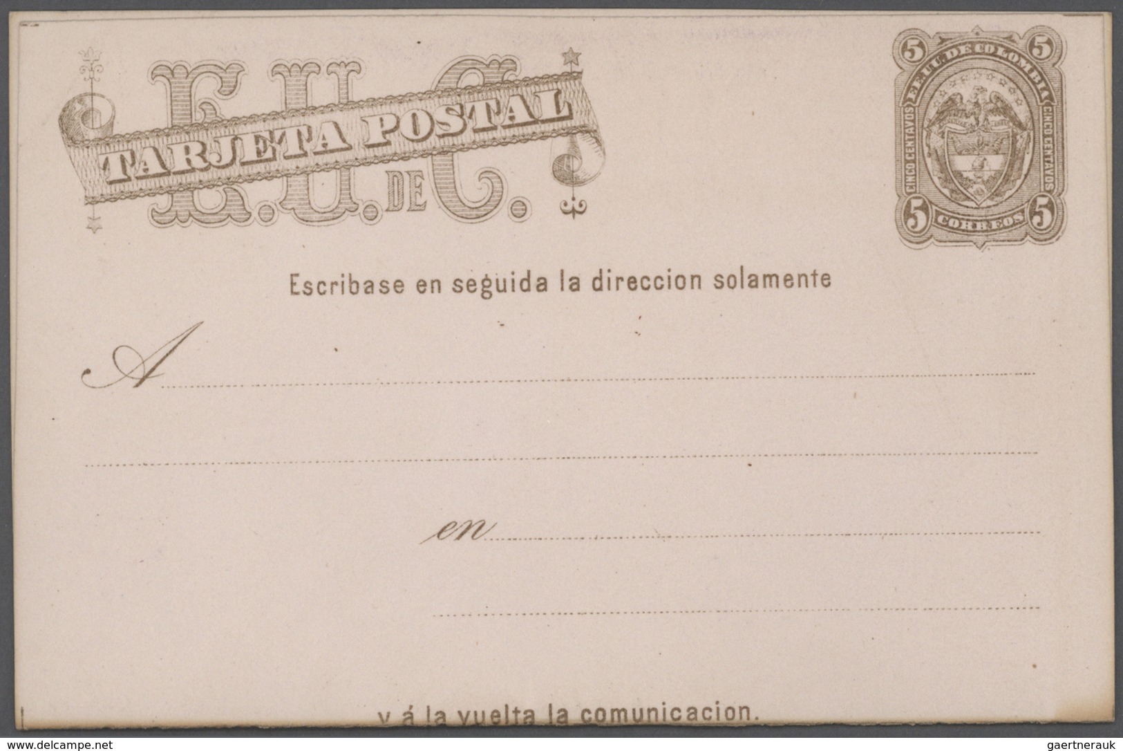 23344 Kolumbien - Ganzsachen: 1881/1923, Interesting Colllection With Ca.30 Different Mint Postal Statione - Colombie