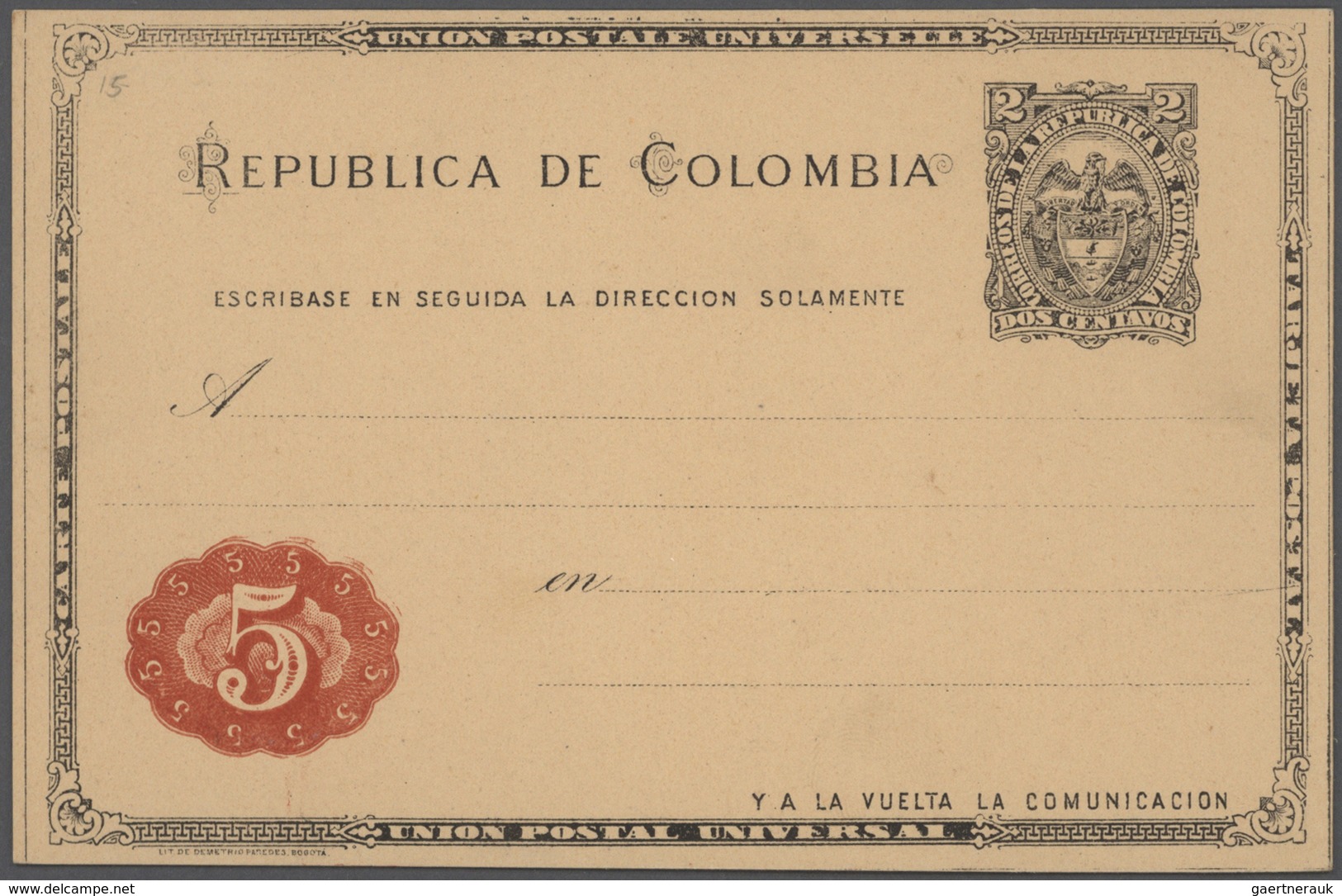 23344 Kolumbien - Ganzsachen: 1881/1923, Interesting Colllection With Ca.30 Different Mint Postal Statione - Colombie
