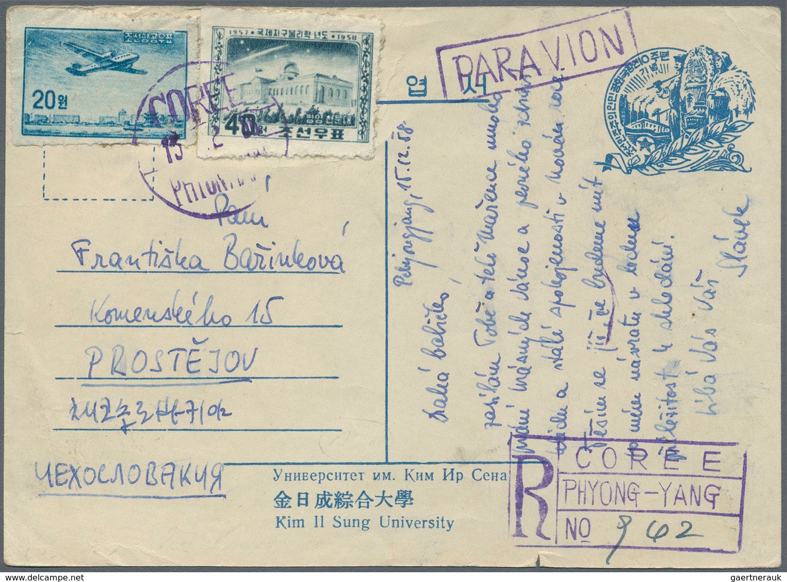 23357 Korea-Nord: 1950/59, Covers/used Ppc (11) With A Variety Of Frankings, All Overseas And Mostly To Cz - Corée Du Nord