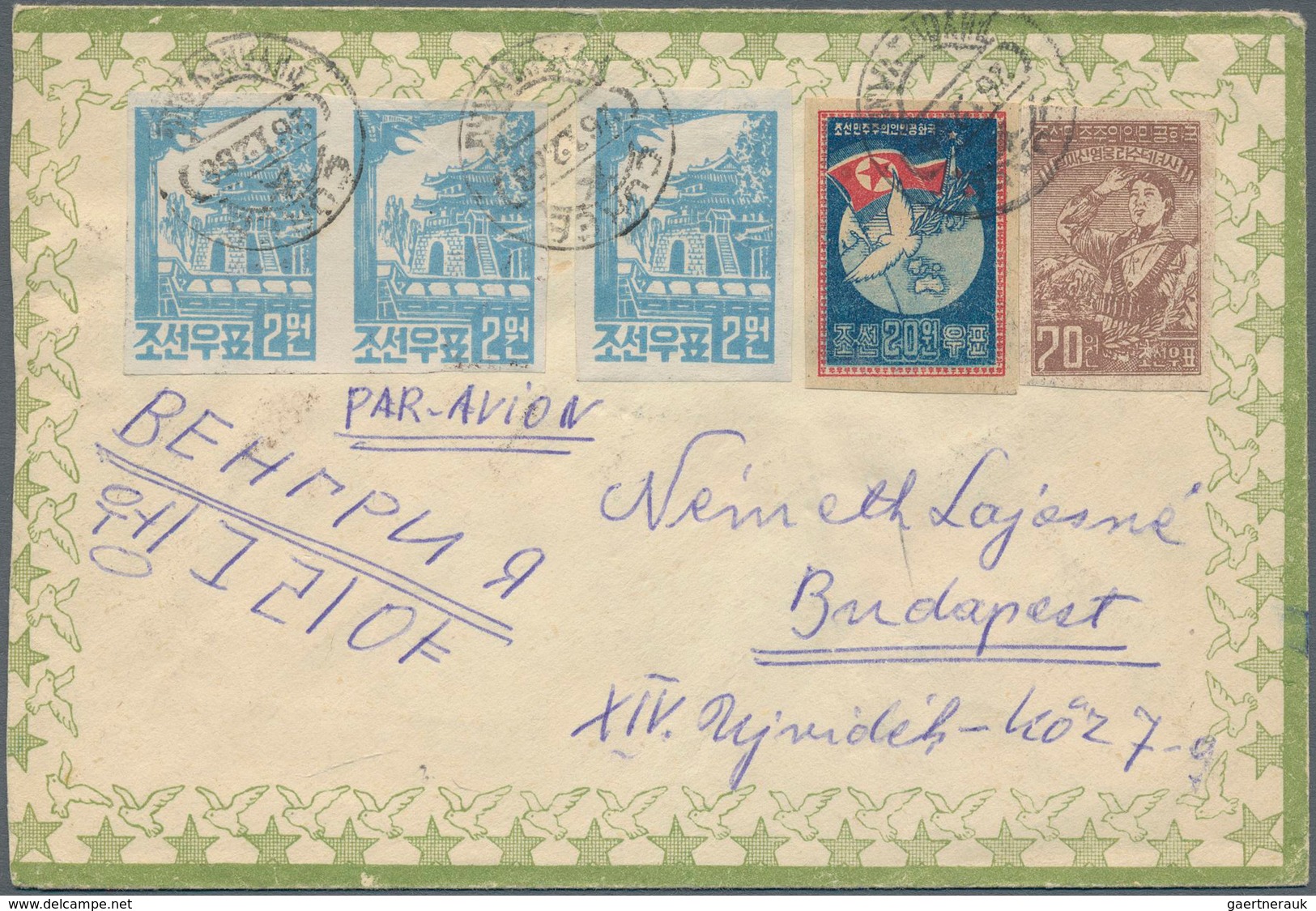 23357 Korea-Nord: 1950/59, covers/used ppc (11) with a variety of frankings, all overseas and mostly to Cz