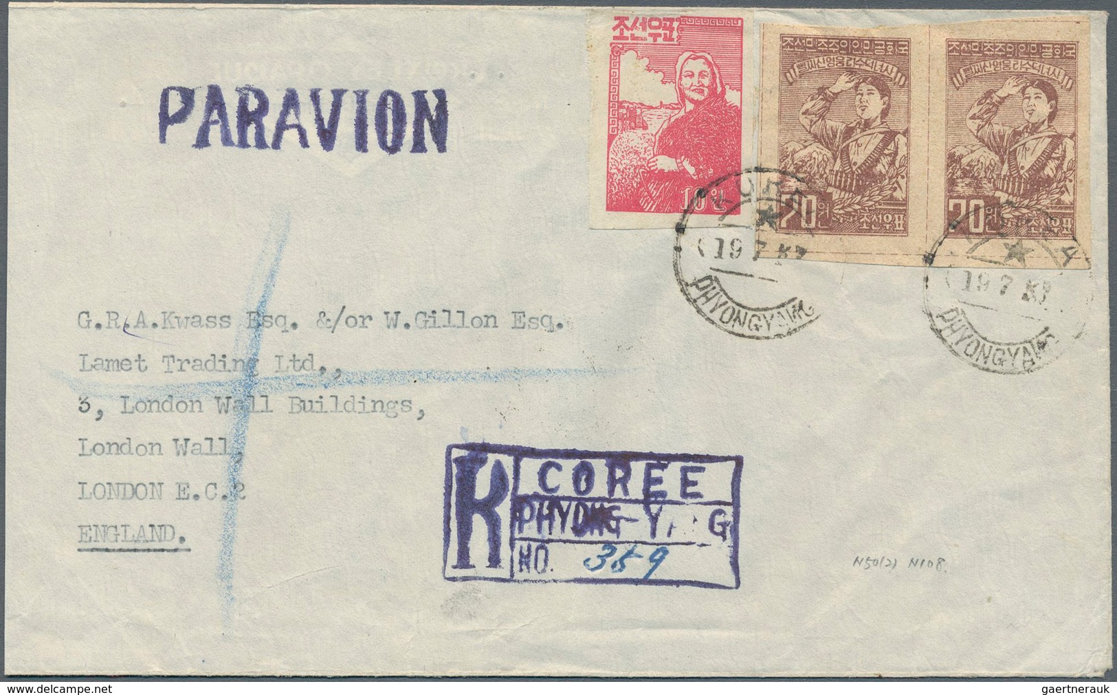 23358 Korea-Nord: 1950/59, covers/used ppc (15) with a variety of frankings, all overseas and mostly to Cz