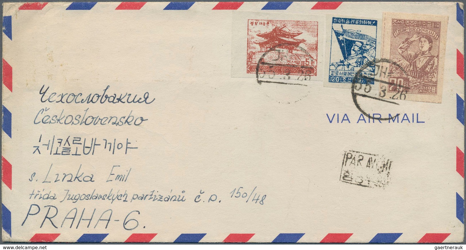 23358 Korea-Nord: 1950/59, covers/used ppc (15) with a variety of frankings, all overseas and mostly to Cz