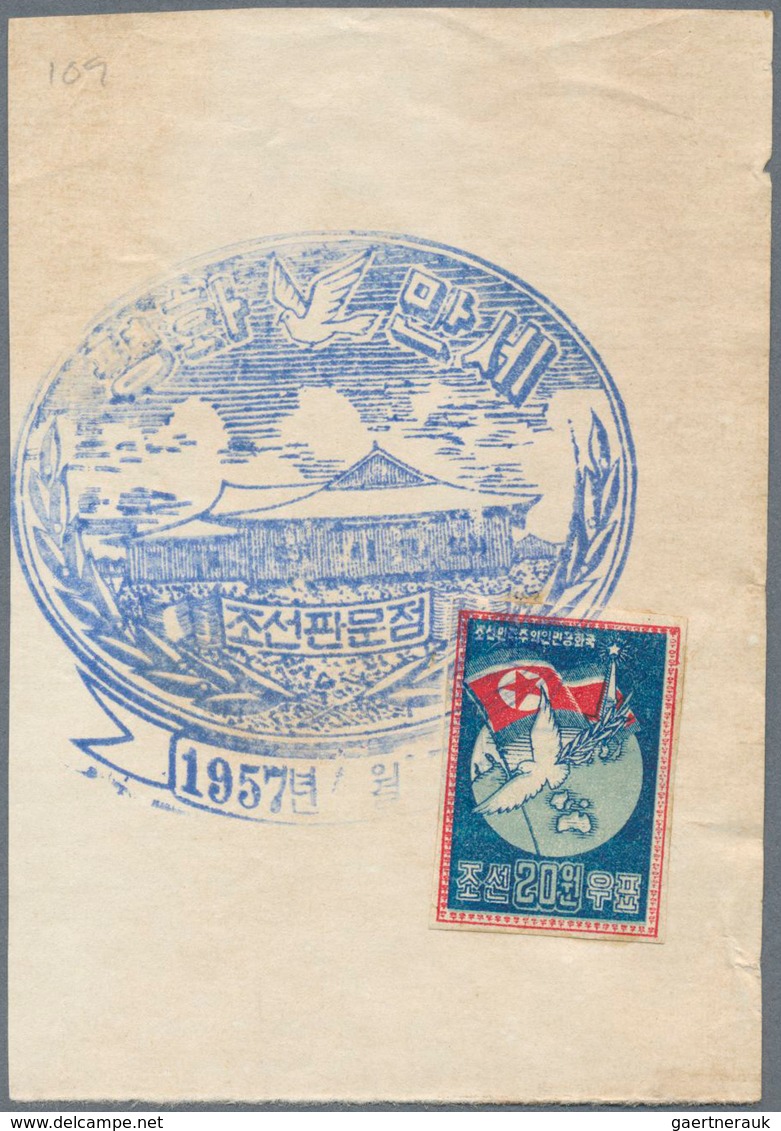 23361 Korea-Nord: 1952/63 (ca.), Cut-outs From Commercial Mail To Sweden Inc. Front Or Part-front Covers ( - Corea Del Norte