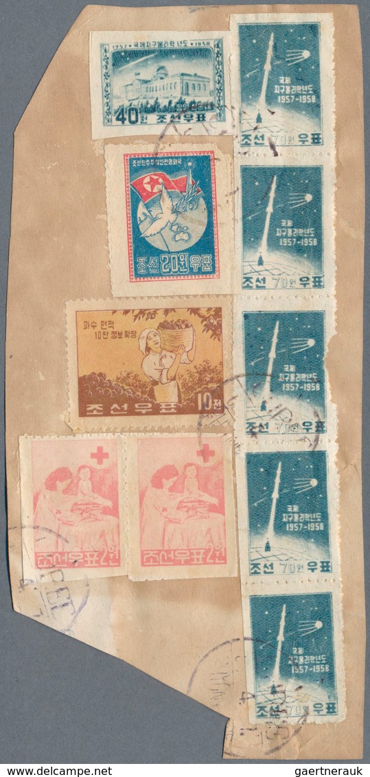 23361 Korea-Nord: 1952/63 (ca.), cut-outs from commercial mail to Sweden inc. front or part-front covers (