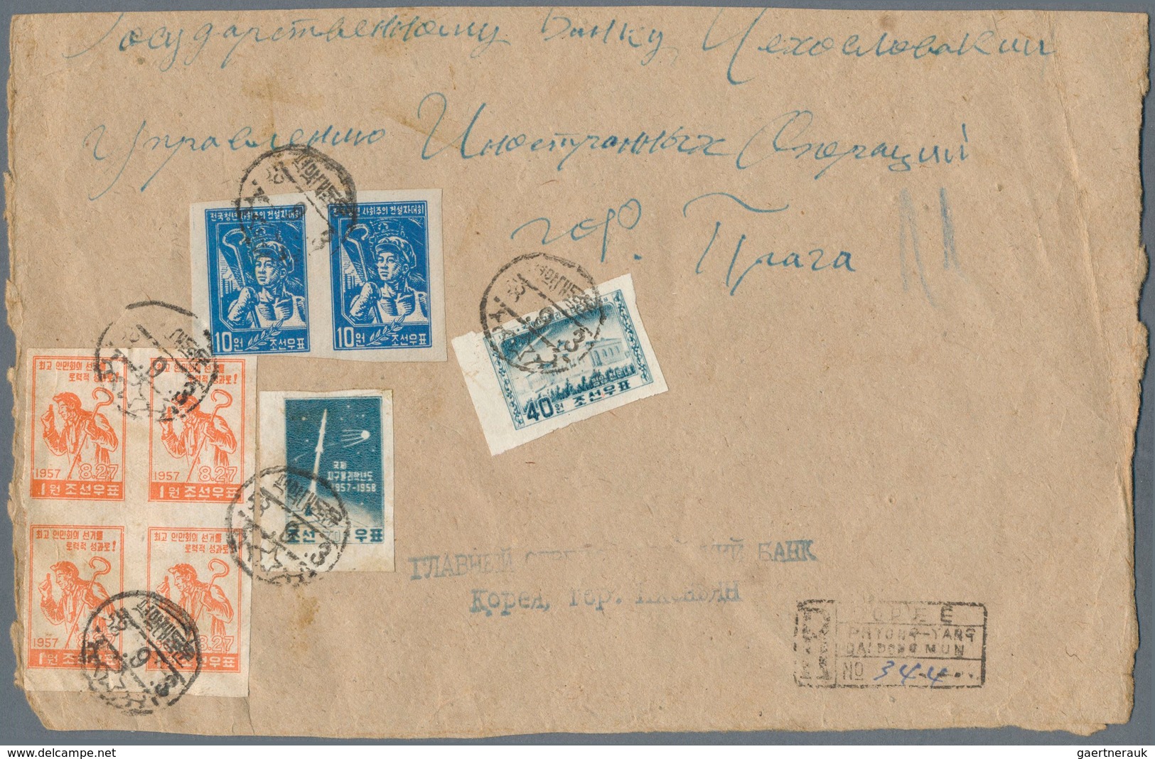 23361 Korea-Nord: 1952/63 (ca.), cut-outs from commercial mail to Sweden inc. front or part-front covers (