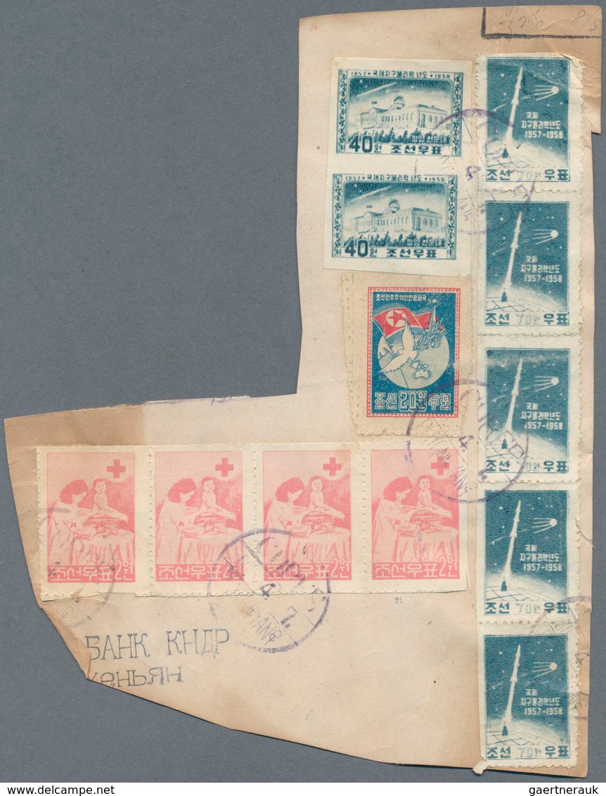 23361 Korea-Nord: 1952/63 (ca.), cut-outs from commercial mail to Sweden inc. front or part-front covers (