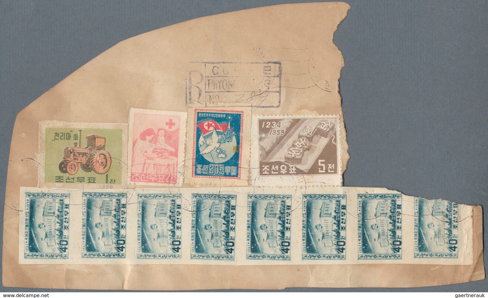 23361 Korea-Nord: 1952/63 (ca.), cut-outs from commercial mail to Sweden inc. front or part-front covers (