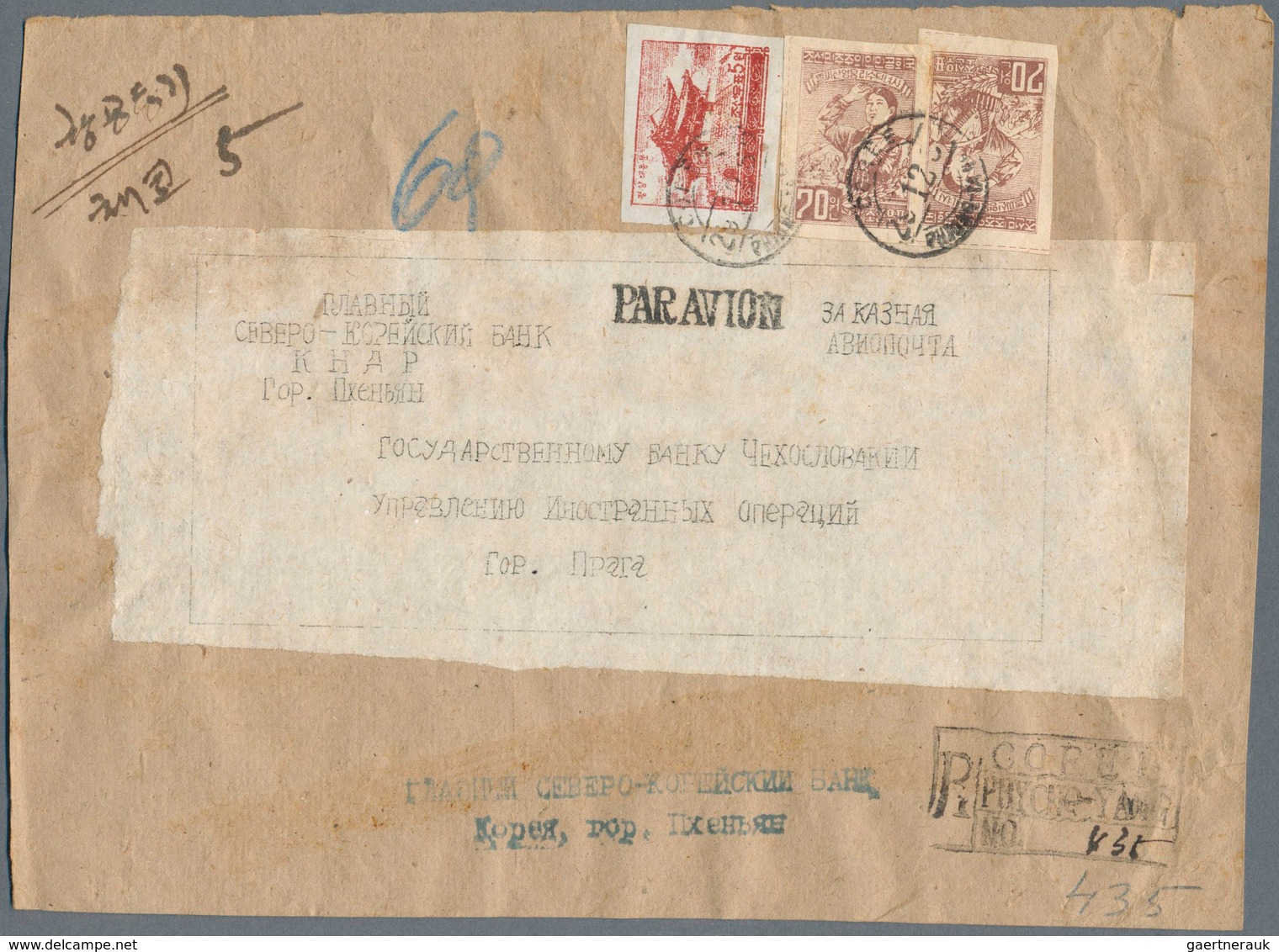 23361 Korea-Nord: 1952/63 (ca.), cut-outs from commercial mail to Sweden inc. front or part-front covers (