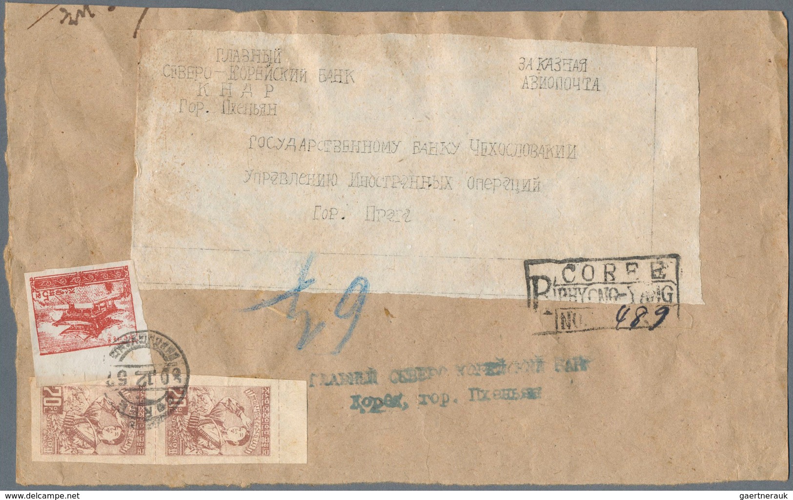 23361 Korea-Nord: 1952/63 (ca.), cut-outs from commercial mail to Sweden inc. front or part-front covers (