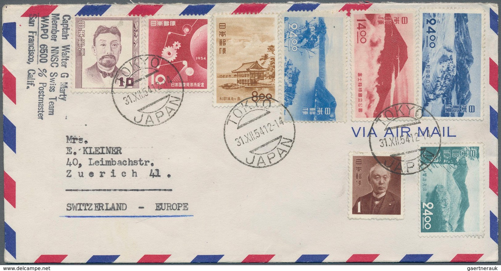 23371 Korea-Süd: 1954/55, Korean War, Neutral Nations Supervisiory Comittee NNSC Airmail Covers (9) Forwar - Corée Du Sud