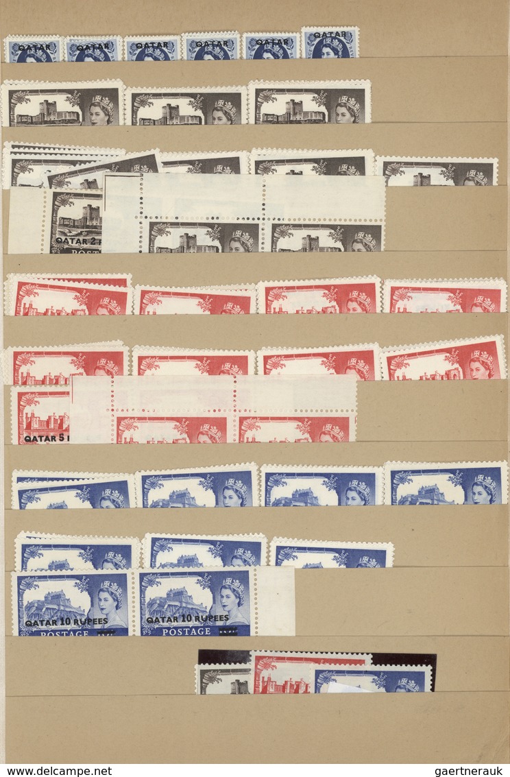 23394 Kuwait: 1930-60, Over 3.500 "KUWEIT" Overprinted Mint Stamps And Blocks Of Four, Air Mails And Offic - Koweït