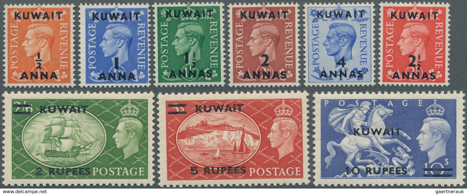 23396 Kuwait: 1950/1957, Definitives KGVI And QEII, U/m Assortment Of Better Sets: Kuwait SG 84/92, 107/09 - Koeweit