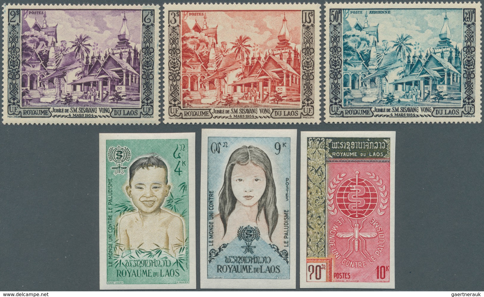 23402 Laos: 1951/62, Mint Never Hinged MNH In Hawid Pouches On Pages, Except UNO Set Complete. Includes 19 - Laos