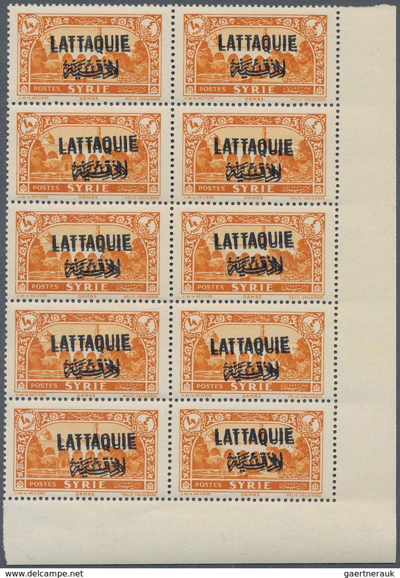 23406 Latakia: 1931/1933, U/m Accumulation Of Apprx. 410 Stamps Showing Inverted Resp. Double Overprint, M - Lettres & Documents